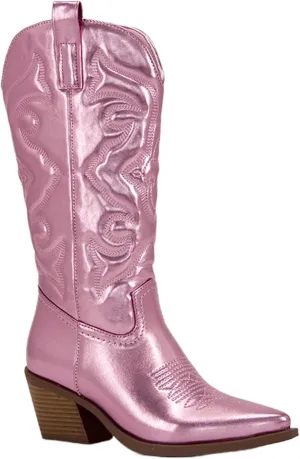 Ladmiple Cowgirl Boots Women Wide Calf Tall Embroidered Mid-Calf Western Boots Medium Block Chunky Heel Cowboy Boots