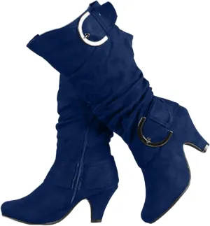 Ladmiple Fall Boots Women Knee High Wide Calf Western Cowboy Boots Fashion Chunky Heel Lace Up Cowgirl Dress Shoes 2024