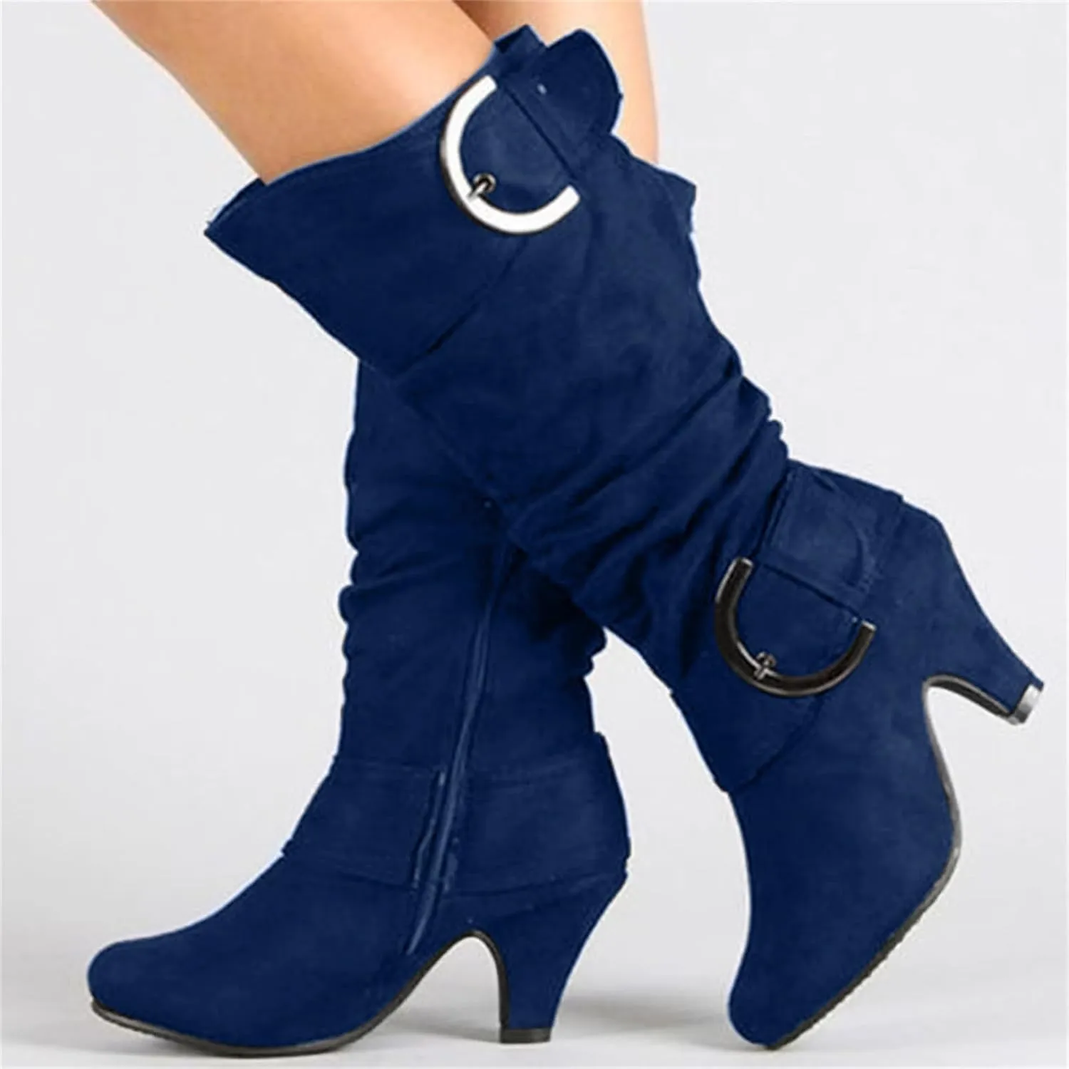 Ladmiple Fall Boots Women Knee High Wide Calf Western Cowboy Boots Fashion Chunky Heel Lace Up Cowgirl Dress Shoes 2024
