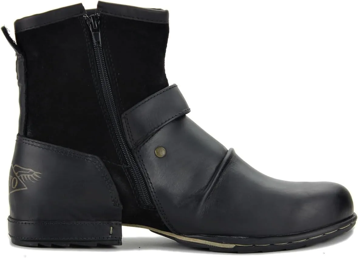 Leather Casual Motorcycle Combat Hiking Dress Ankle Boots for Men with Side Zipper