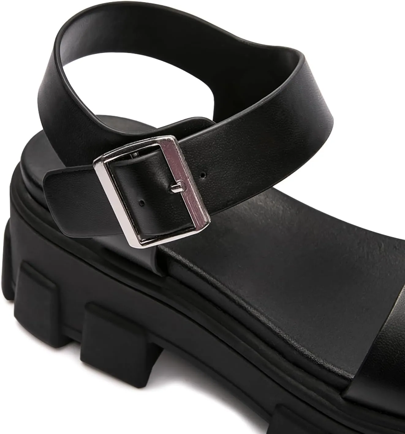 Luffymomo Women's Platform Wedge Sandals Lug Sole Sandals Adjustable Ankle Strap Chunky Heels