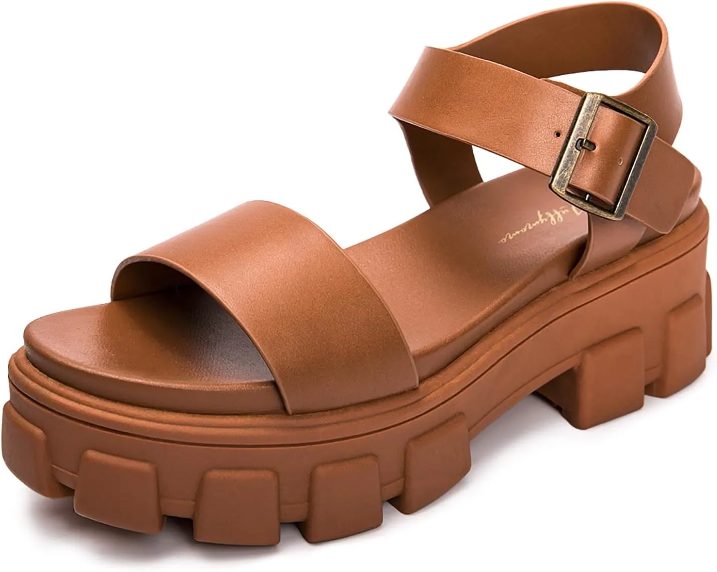 Luffymomo Women's Platform Wedge Sandals Lug Sole Sandals Adjustable Ankle Strap Chunky Heels