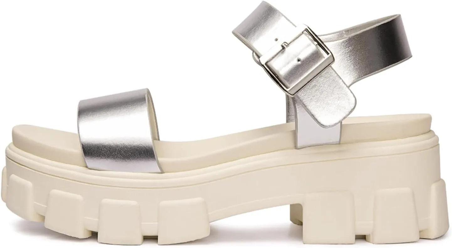 Luffymomo Women's Platform Wedge Sandals Lug Sole Sandals Adjustable Ankle Strap Chunky Heels