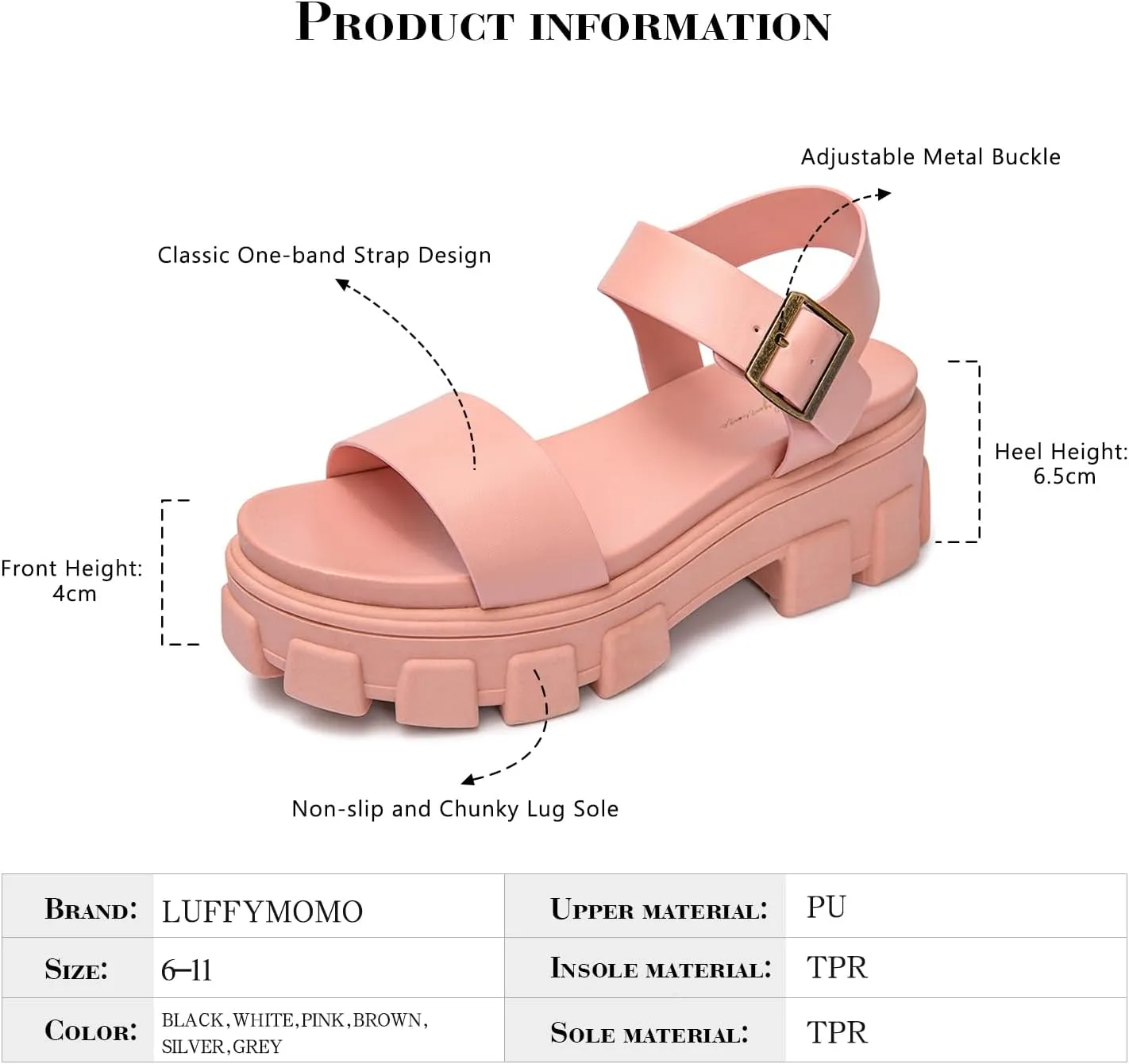 Luffymomo Women's Platform Wedge Sandals Lug Sole Sandals Adjustable Ankle Strap Chunky Heels