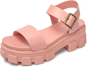 Luffymomo Women's Platform Wedge Sandals Lug Sole Sandals Adjustable Ankle Strap Chunky Heels
