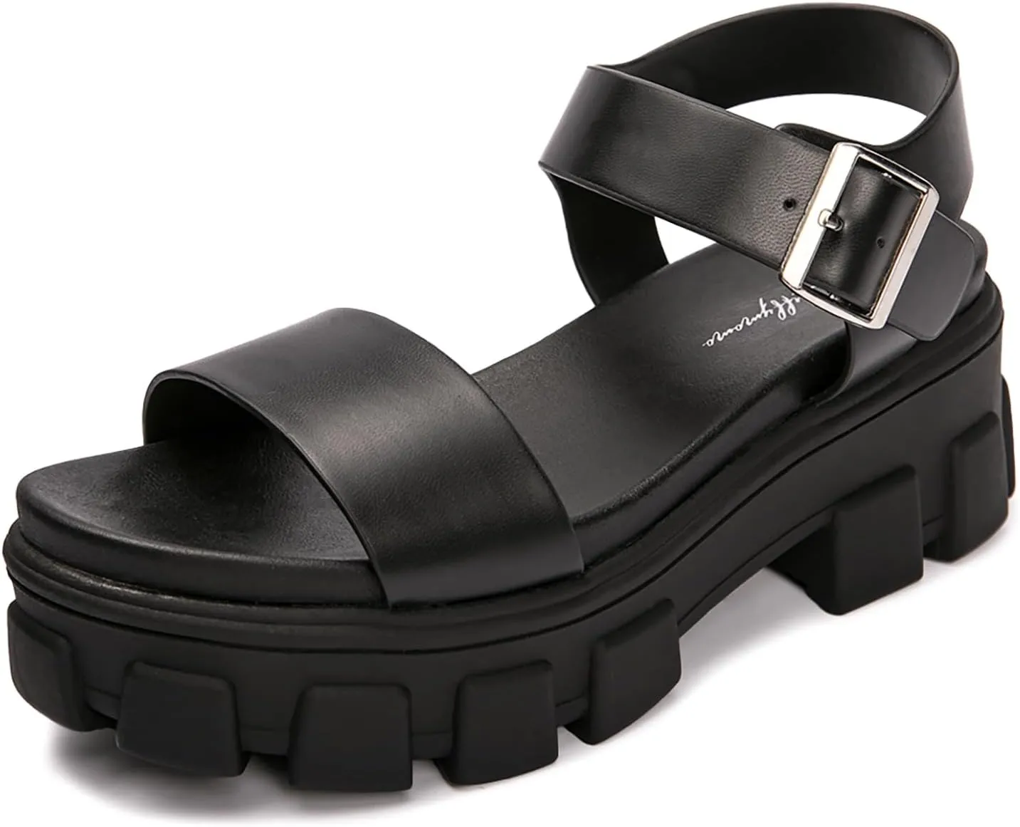 Luffymomo Women's Platform Wedge Sandals Lug Sole Sandals Adjustable Ankle Strap Chunky Heels