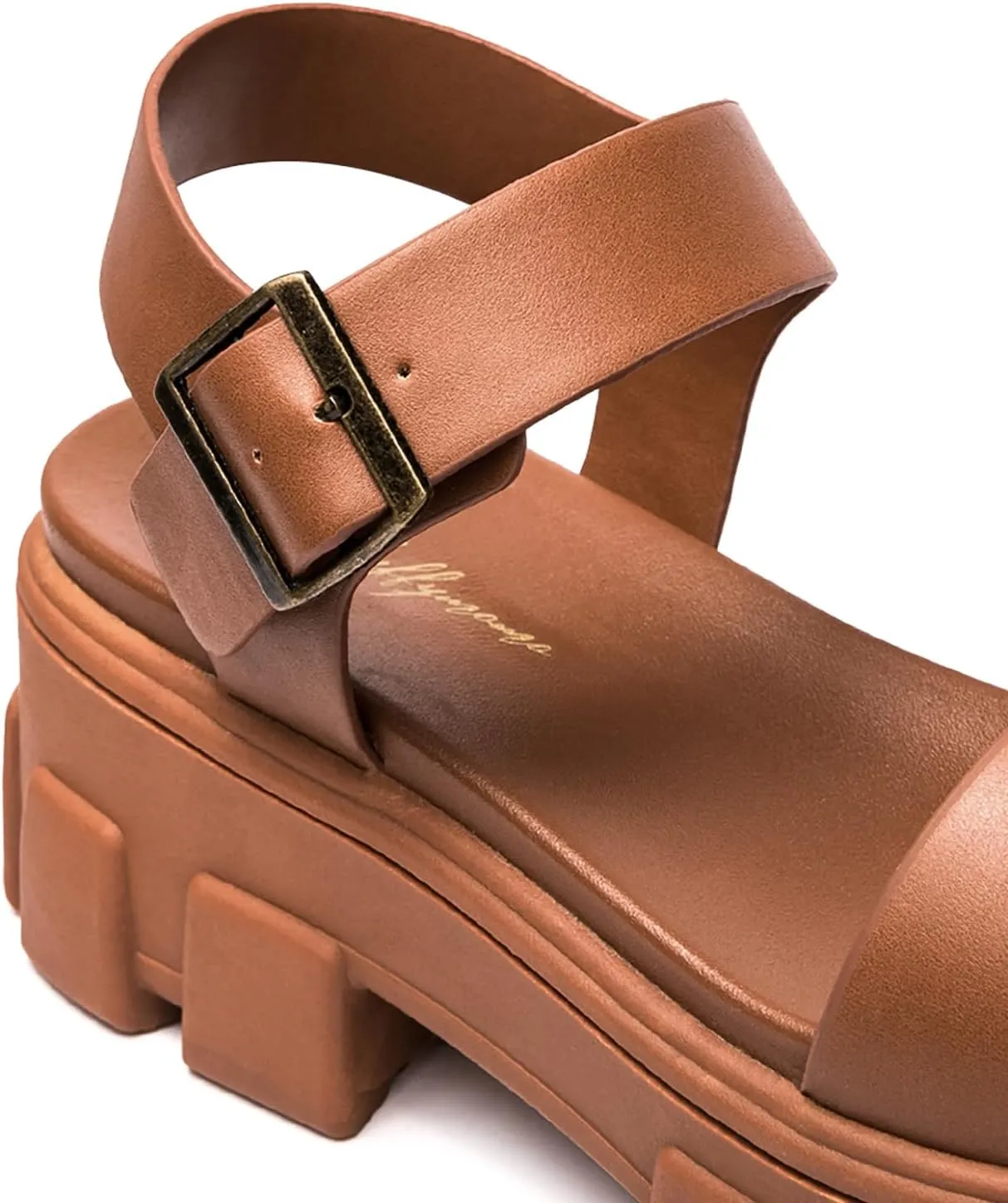 Luffymomo Women's Platform Wedge Sandals Lug Sole Sandals Adjustable Ankle Strap Chunky Heels