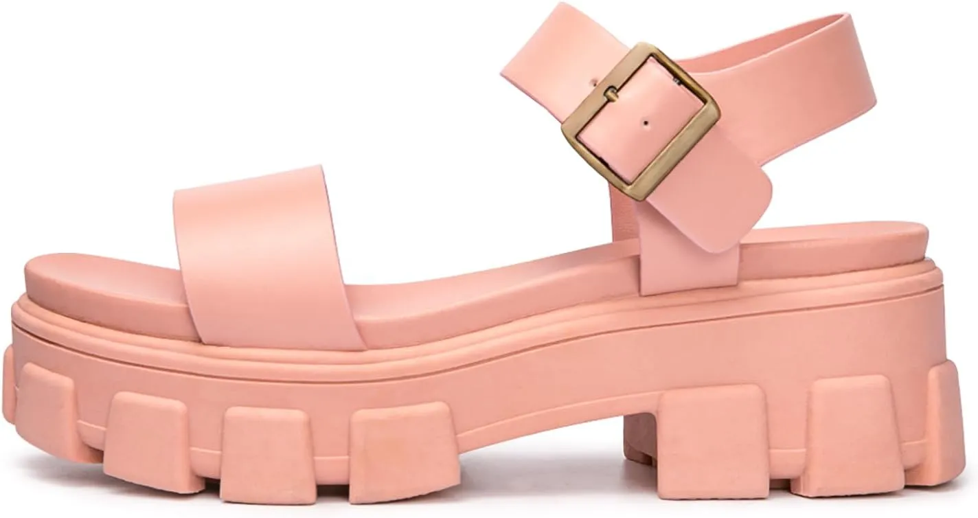 Luffymomo Women's Platform Wedge Sandals Lug Sole Sandals Adjustable Ankle Strap Chunky Heels