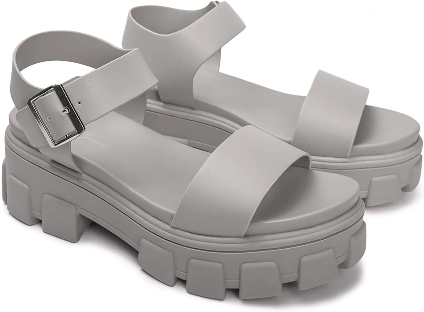 Luffymomo Women's Platform Wedge Sandals Lug Sole Sandals Adjustable Ankle Strap Chunky Heels