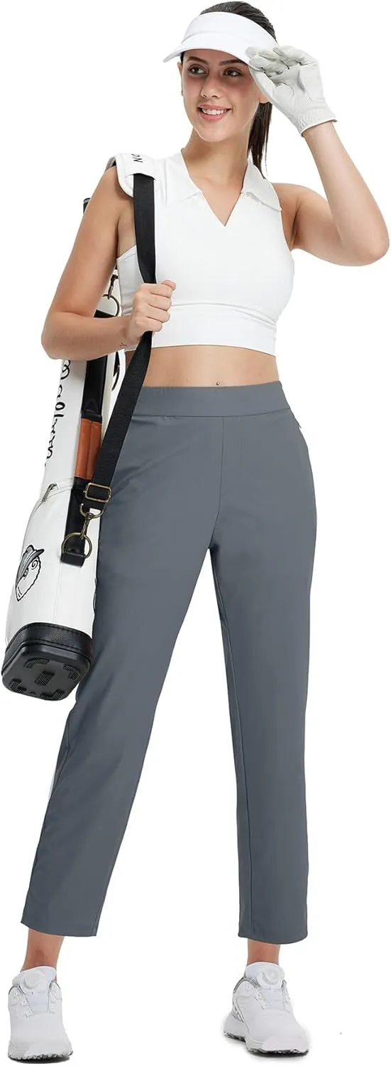M MAELREG Women's Golf Pants with Zip Pockets 7/8 Ankle Stretch Lightweight Sweatpants for Athletic Hiking Travel Work Lounge