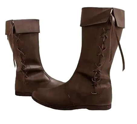 medieval boots Leather lace-up boots Long brown leather boots Lace fasten boots Medieval costume footwear Renaissance fair boots Custom leather boots (US 9, BROWN)