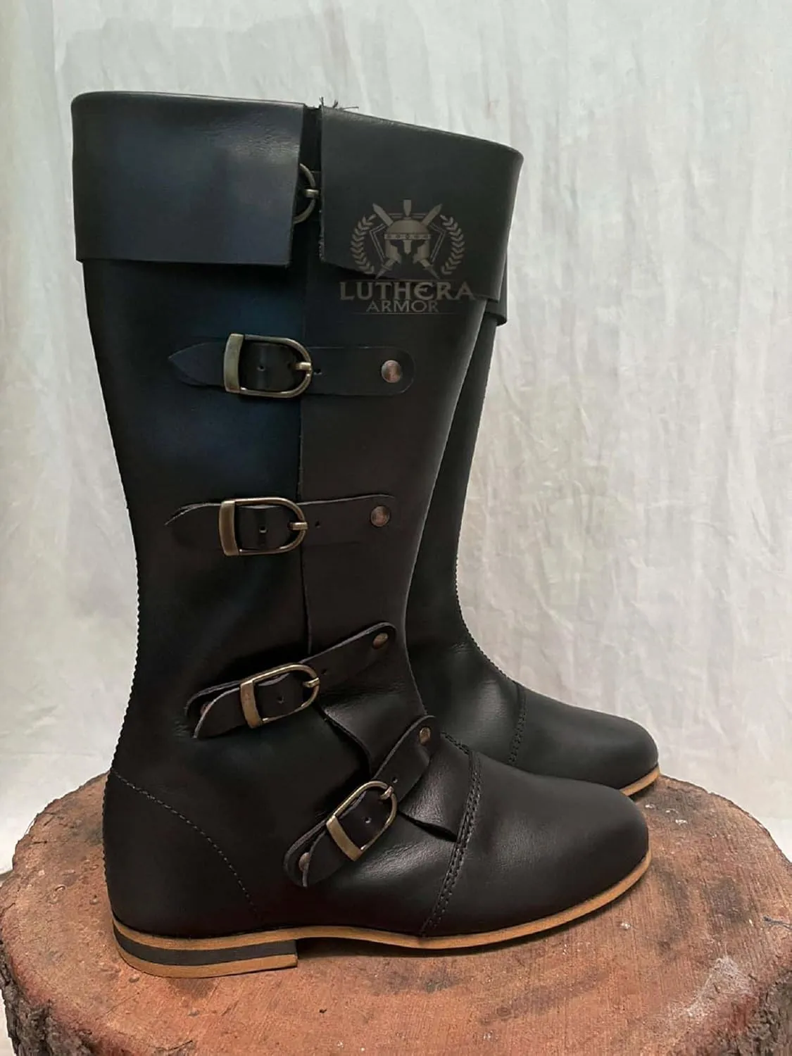 Medieval Leather Boots Caribbean Pirate Costume Boots Renaissance Inspired Loafer Boots for Adults