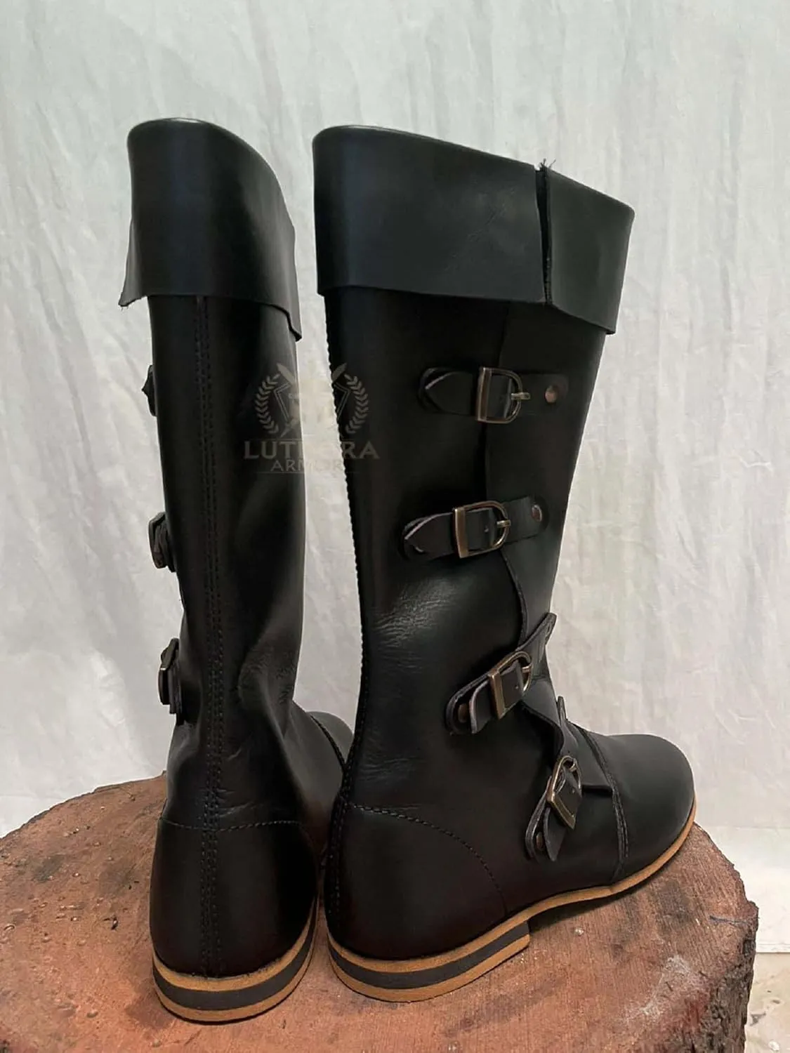 Medieval Leather Boots Caribbean Pirate Costume Boots Renaissance Inspired Loafer Boots for Adults