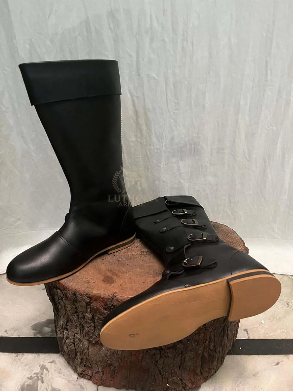 Medieval Leather Boots Caribbean Pirate Costume Boots Renaissance Inspired Loafer Boots for Adults