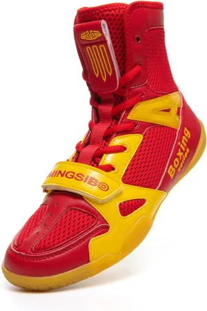 Men Women Wrestling Shoes, High Top Fighting Training Footwear Non-Slip Lightweight Powerlifting Bodybuilding Fitness Boots