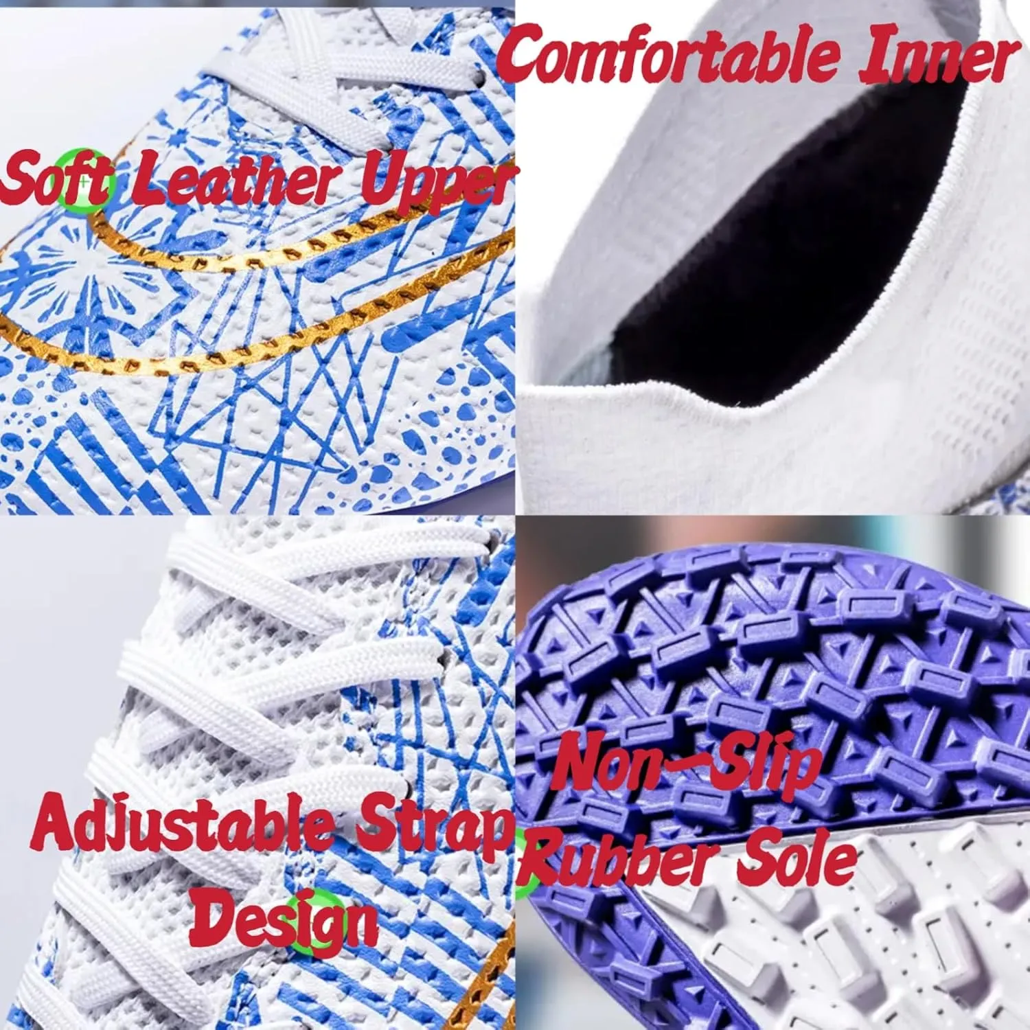 Men’s Breathable Soccer Boots Football Shoes Cleats Spike Shoes FG Sneaker Comfortable Adults Athletic Outdoor Indoor Baseball Competition Training