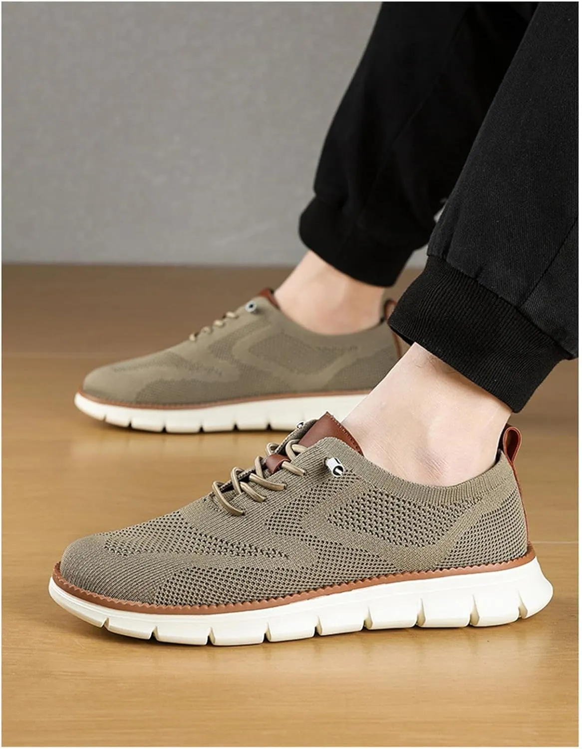 Mens Breeze Comfortable Oxfords Lace - Up Lightweight Breathable Upper Urban Dress Mesh Sneakers Extra Wide Business Casual Walking