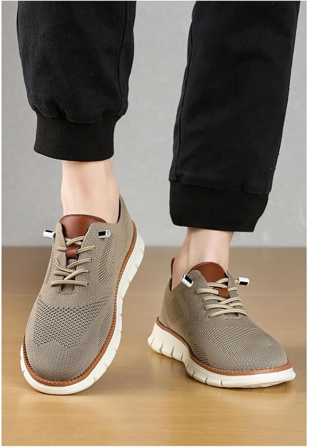 Mens Breeze Comfortable Oxfords Lace - Up Lightweight Breathable Upper Urban Dress Mesh Sneakers Extra Wide Business Casual Walking