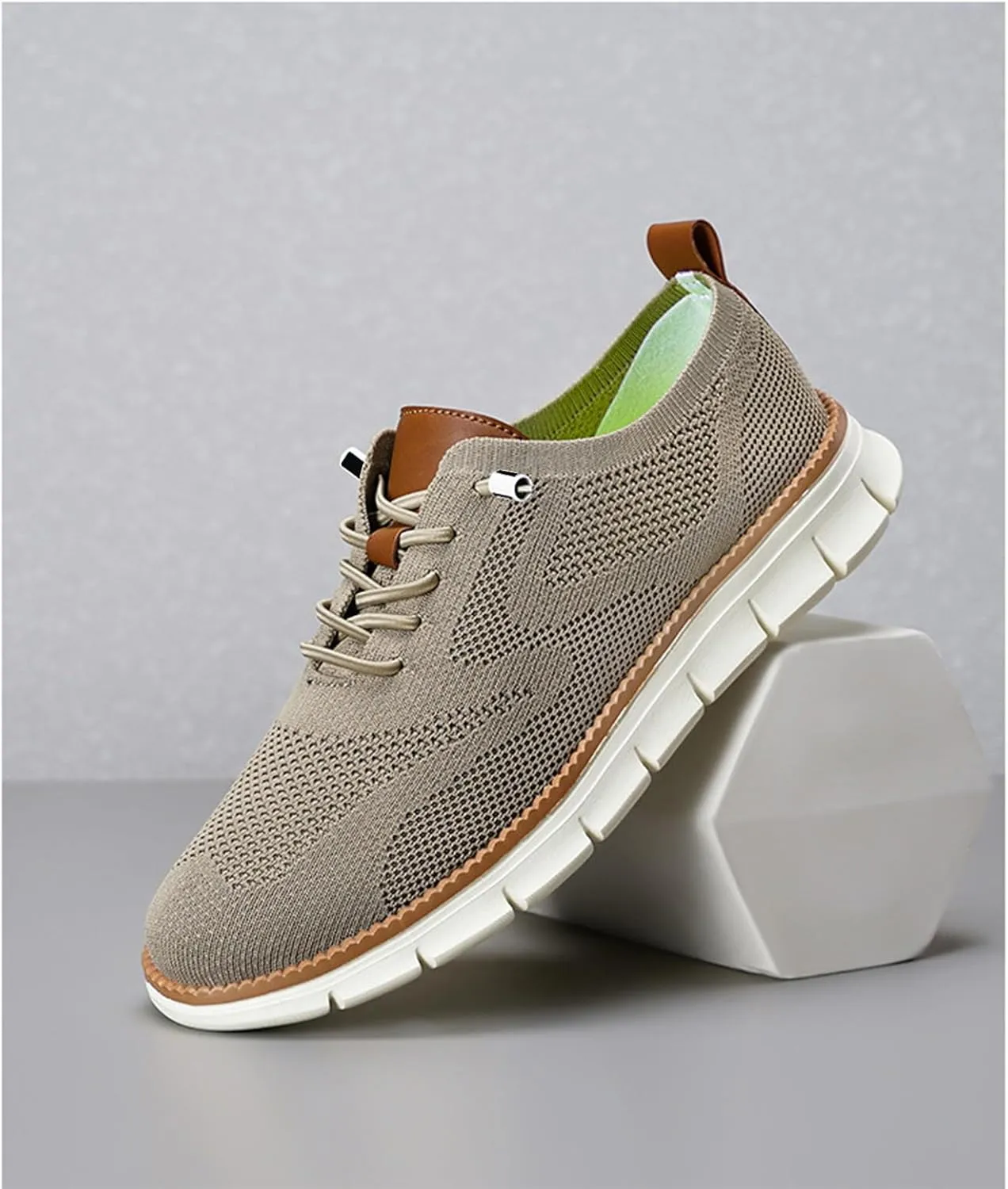 Mens Breeze Comfortable Oxfords Lace - Up Lightweight Breathable Upper Urban Dress Mesh Sneakers Extra Wide Business Casual Walking