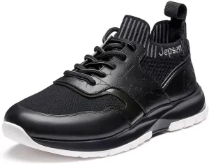 Men's Casual Dress Sneakers Breathable Leather Wool Knit Business Walking Shoes Comfortable Lightweight Lace Up Running Shoes