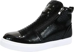 Mens Casual Side Zippper Motorcycle Boots Classic Combat Ankle Boots Snake Print High Top Board Shoes