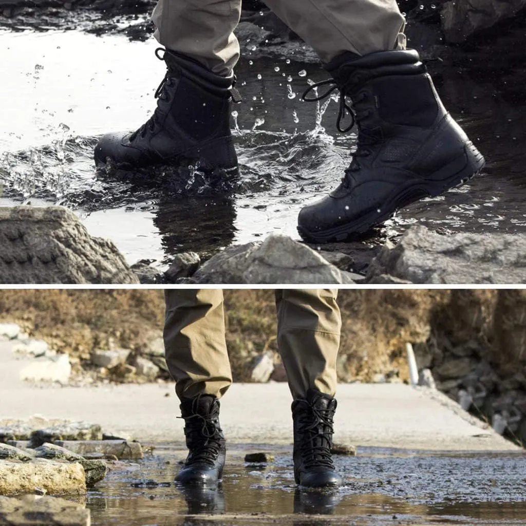 Men's Combat Boots, Outdoor Jungle Desert Tactical Boot High-Tops Waterproof Off-Road Hiking Military Shoes,Black- 44/UK 9.5/US 10