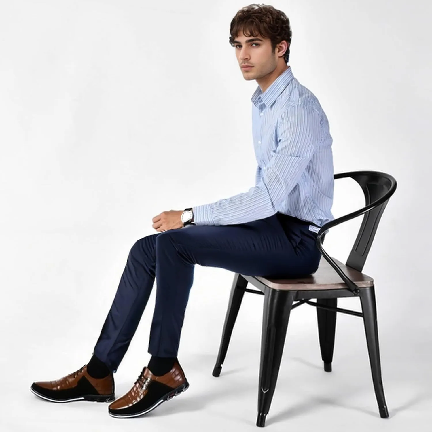 Mens Dress Shoes Comfortable Fashion Dress Sneakers Men Premium Vegan Leather Casual Shoes Business Office Wedding Formal Modern Oxfords