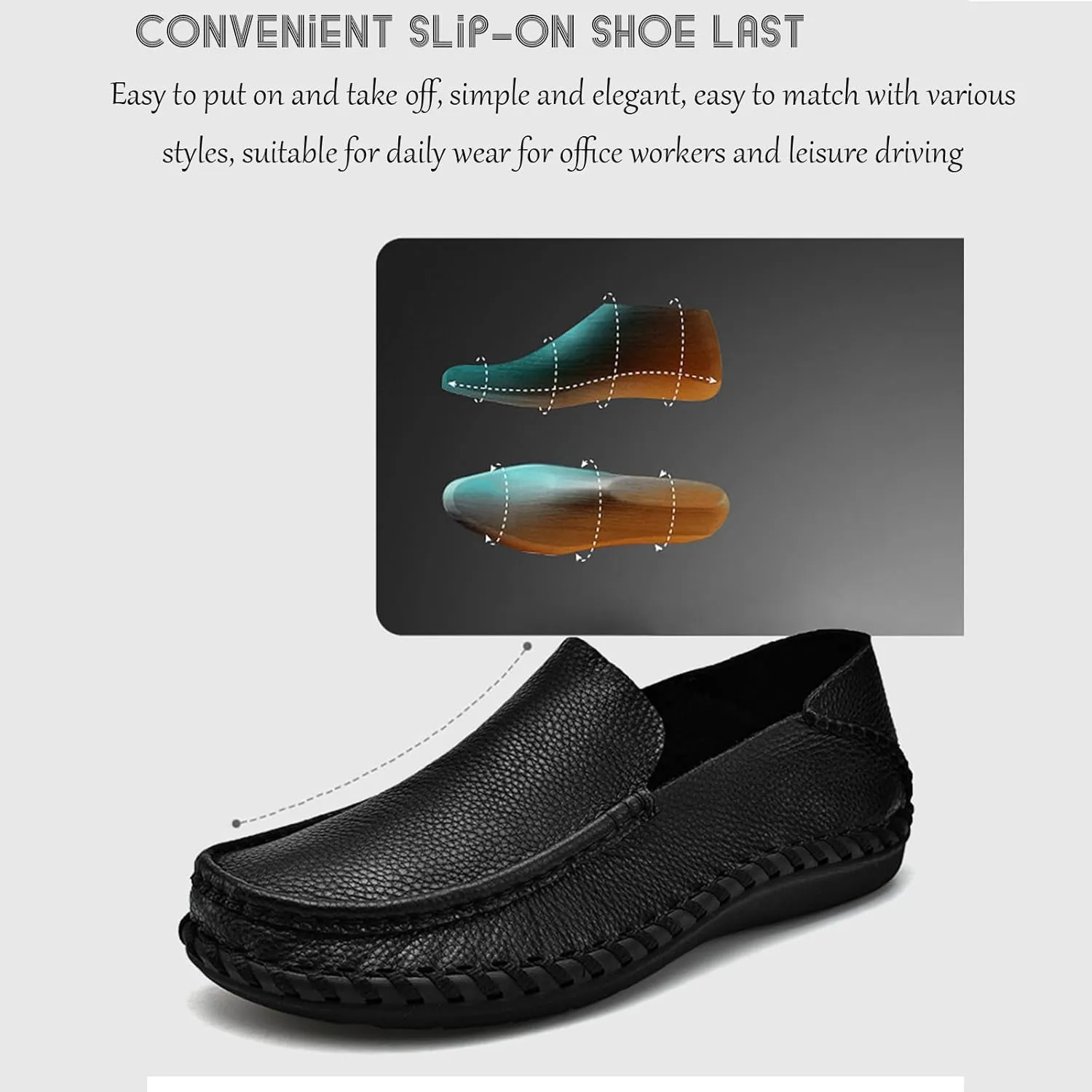Men's Leather Hollow Flat Penny Loafers, Comfortable Round Wide Toe Soft-Soled Anti-Slip Slip-On Driving Moccasins, Work Business Walking Shoes