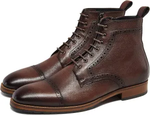 Mens motorcycle boots genuine leather combat casual Dress work boots for men