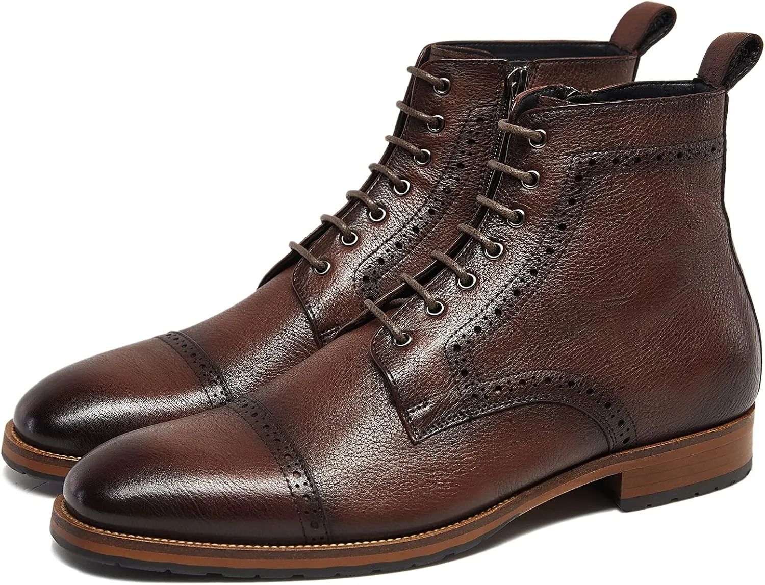 Mens motorcycle boots genuine leather combat casual Dress work boots for men