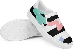 Men's Slip-On Casual Shoes | 80's Print | Fashion Canvas Sneakers for Daily Styling | Loafers for Men, 80’s Print, Multi-Color, US Size 10