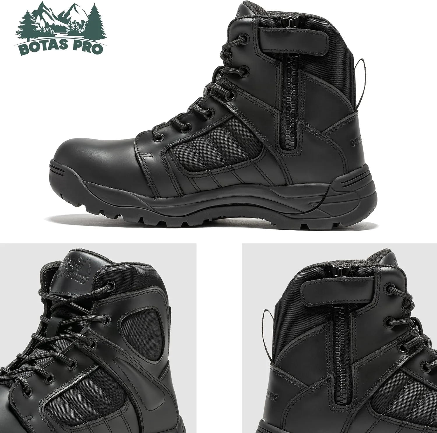 Mens Tactical Boots Side Zipper 6 Inch Lightweight Comfortable Military Tactical Boots Army Boot(BMP111)