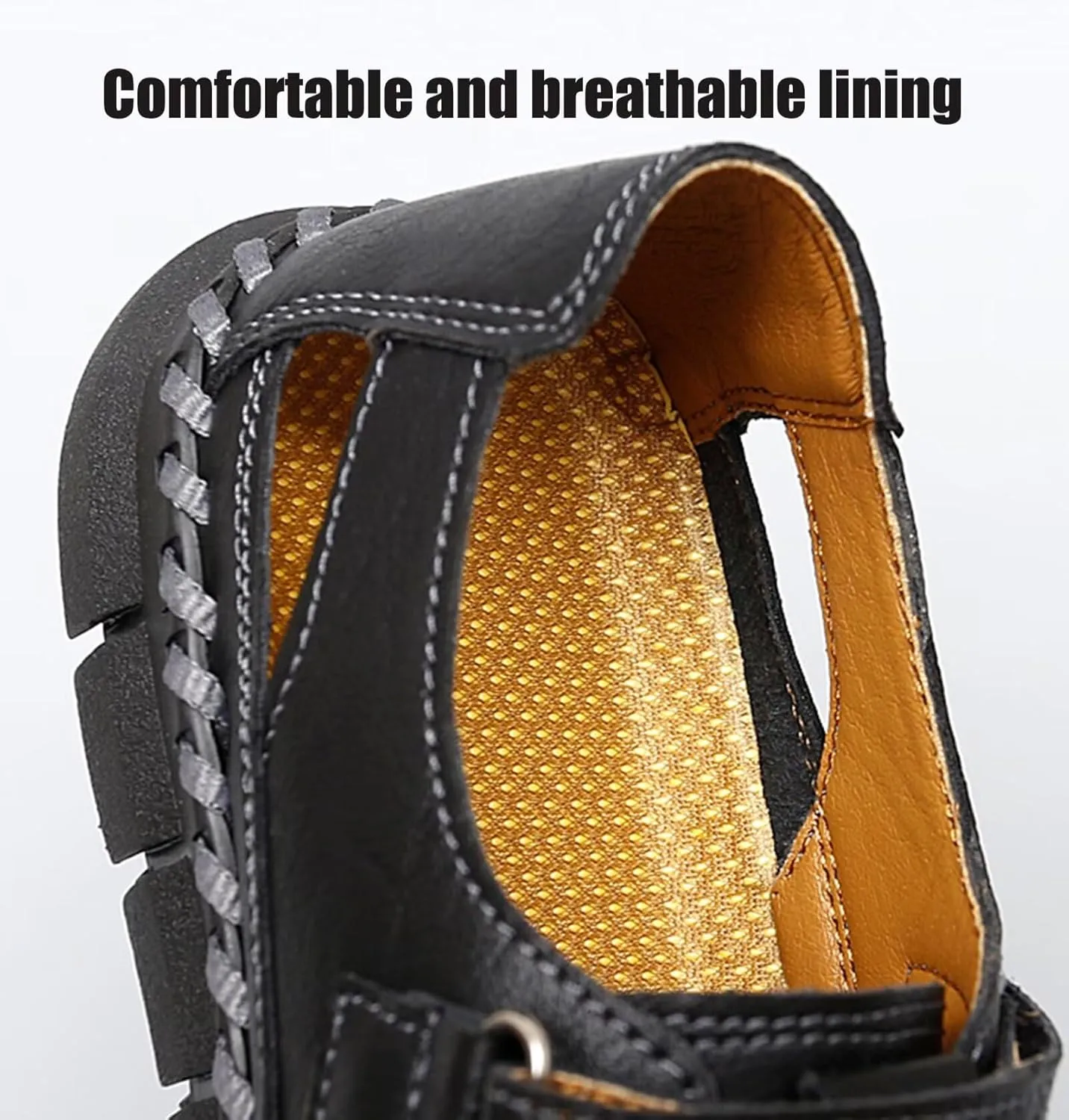 Men's Walking Sandals Beach Sandals Leather Closed Toe Summer Shoes for Trekking Hiking Outdoor Sports Comfortable Sandals