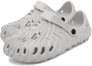 Men's Wavy Pattern Garden Clogs Slip On Slides Shoes Water Beach Pool Sandals for Men Outdoor Slippers with Cushion Footbed