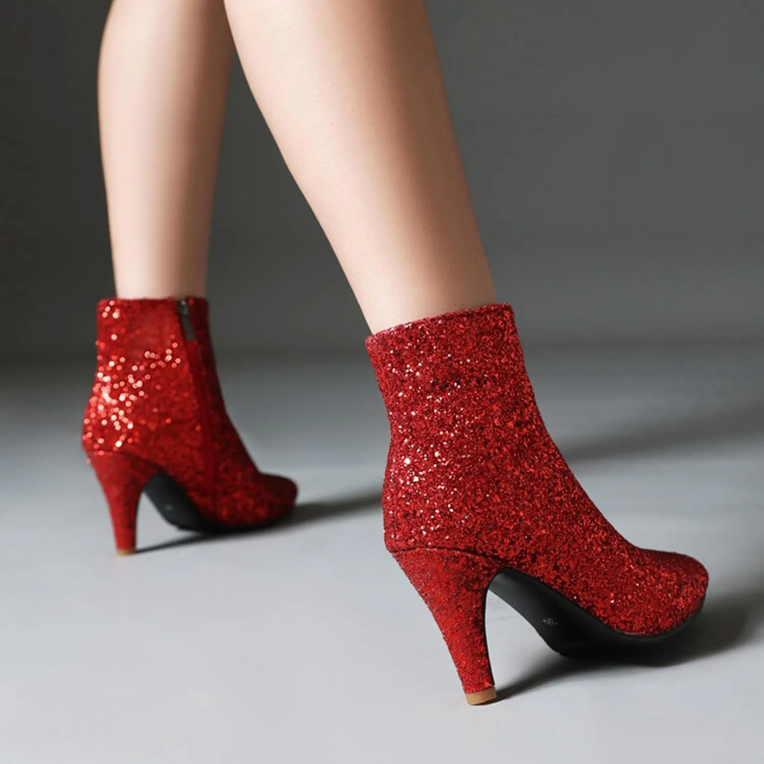 MEOTINA Gold High Heels for Women Kitten Heel Pointed Toe Short Womens Booties Buckle High Heeled Ankle Metallic Shoes