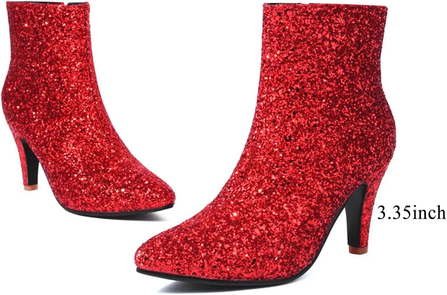 MEOTINA Gold High Heels for Women Kitten Heel Pointed Toe Short Womens Booties Buckle High Heeled Ankle Metallic Shoes