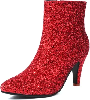 MEOTINA Gold High Heels for Women Kitten Heel Pointed Toe Short Womens Booties Buckle High Heeled Ankle Metallic Shoes