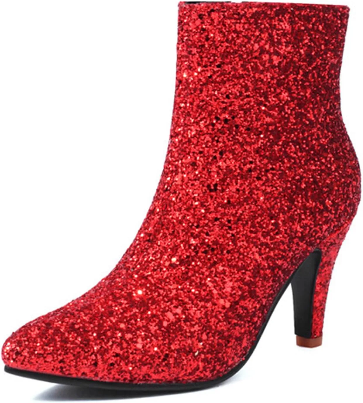 MEOTINA Gold High Heels for Women Kitten Heel Pointed Toe Short Womens Booties Buckle High Heeled Ankle Metallic Shoes