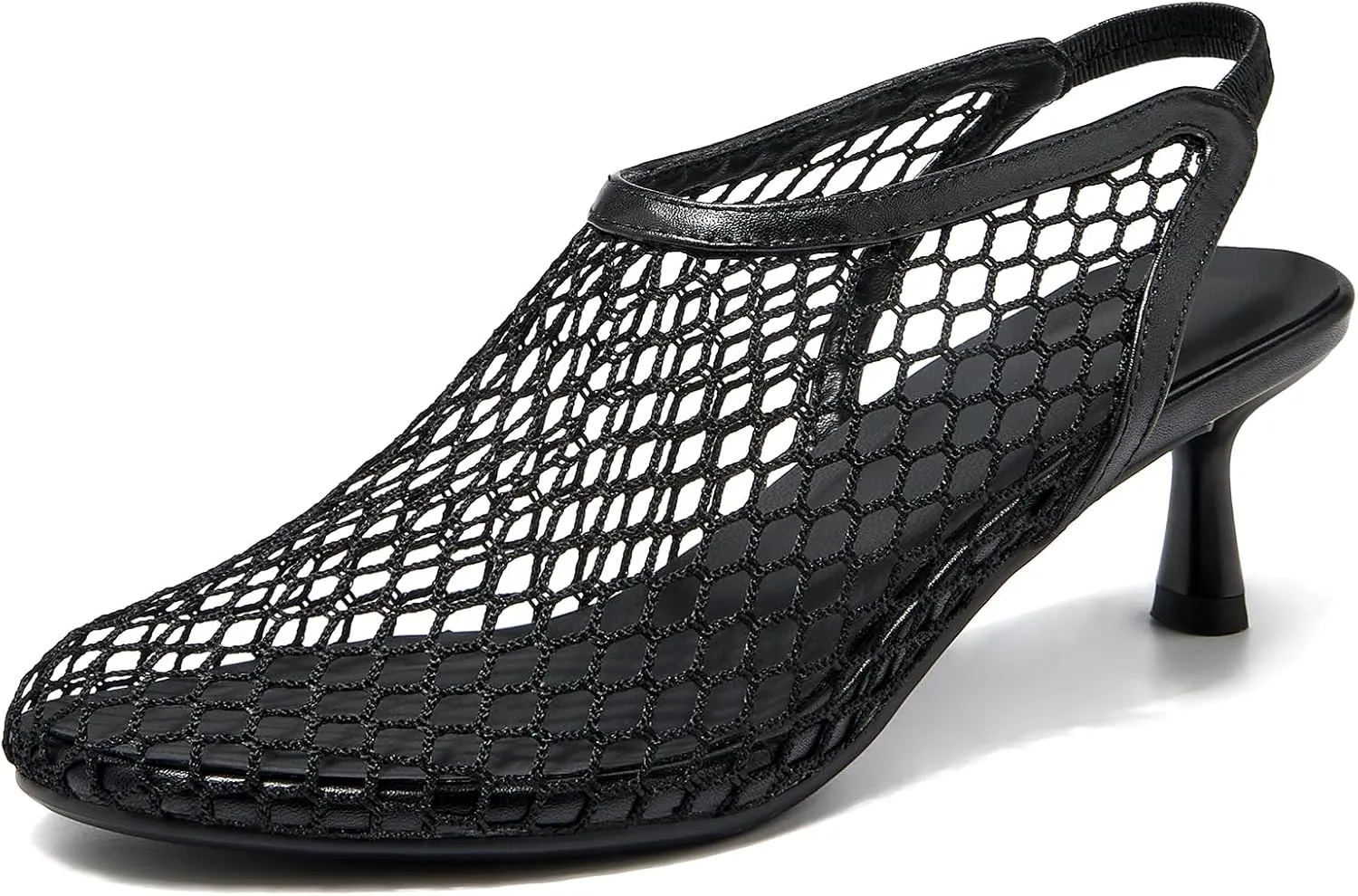 Mesh Heeled Sandals Slingback Pumps for Women Low Kitten Heels Close Toe Dress Casual