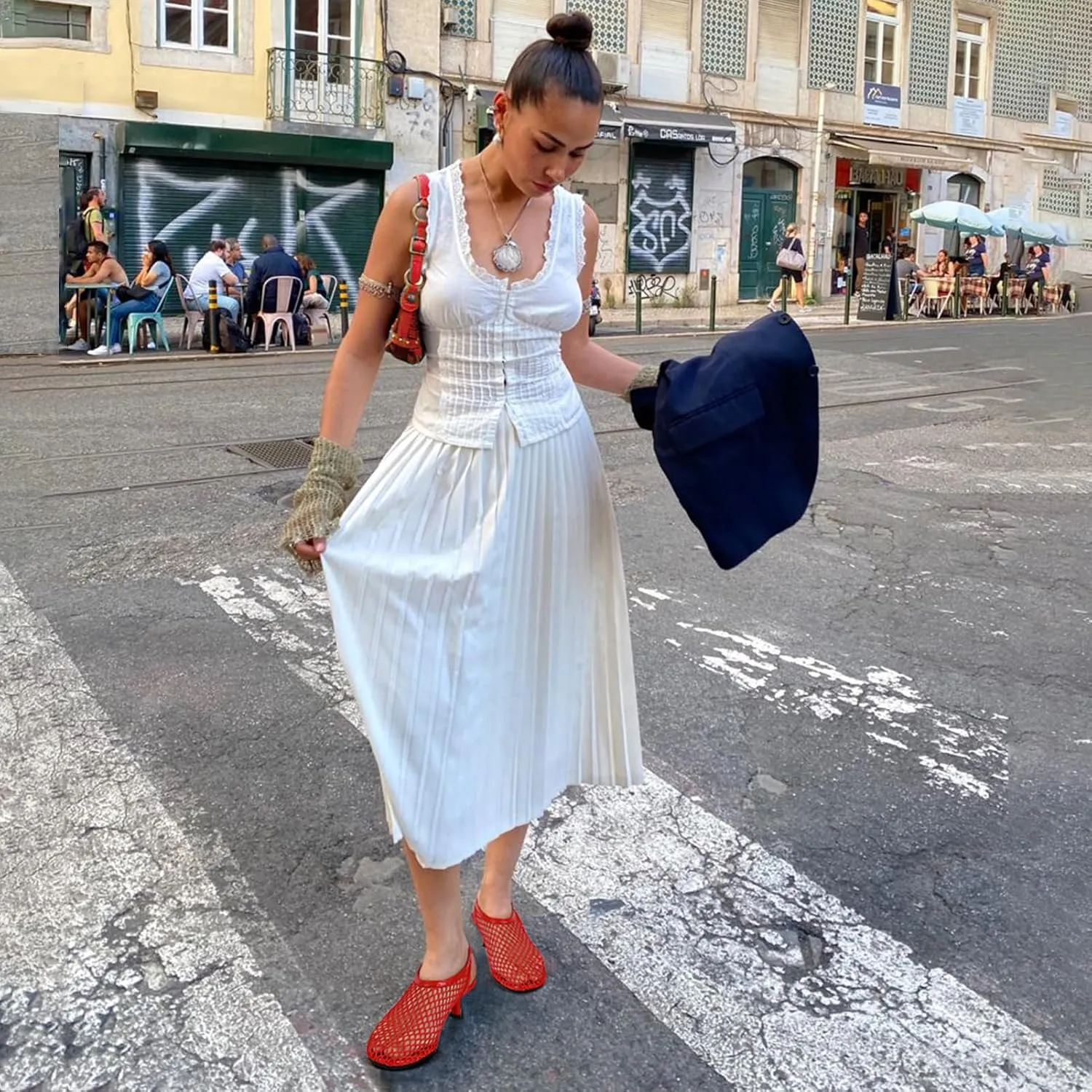 Mesh Heeled Sandals Slingback Pumps for Women Low Kitten Heels Close Toe Dress Casual