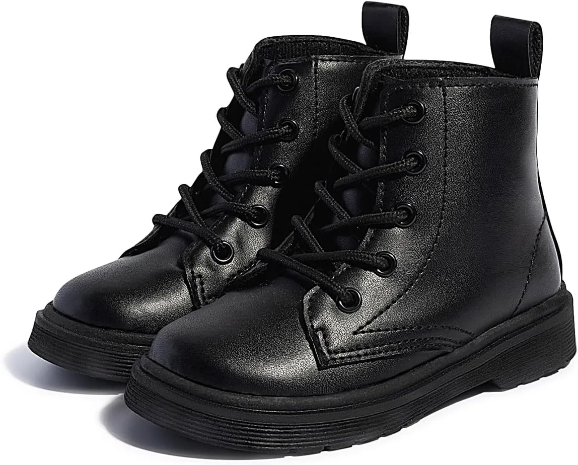 Miamooi Toddler Girls Boys Combat Ankle Boots Little Kid Waterproof Outdoor Chelsea Fall Booties Leather Comfort Shoes (Toddler/Little Kid)