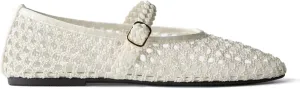 MICIFA Ballet Flats Round Toe Bow Fishnet Mary Jane Flats Dress Wedding Ballerinas Shoes