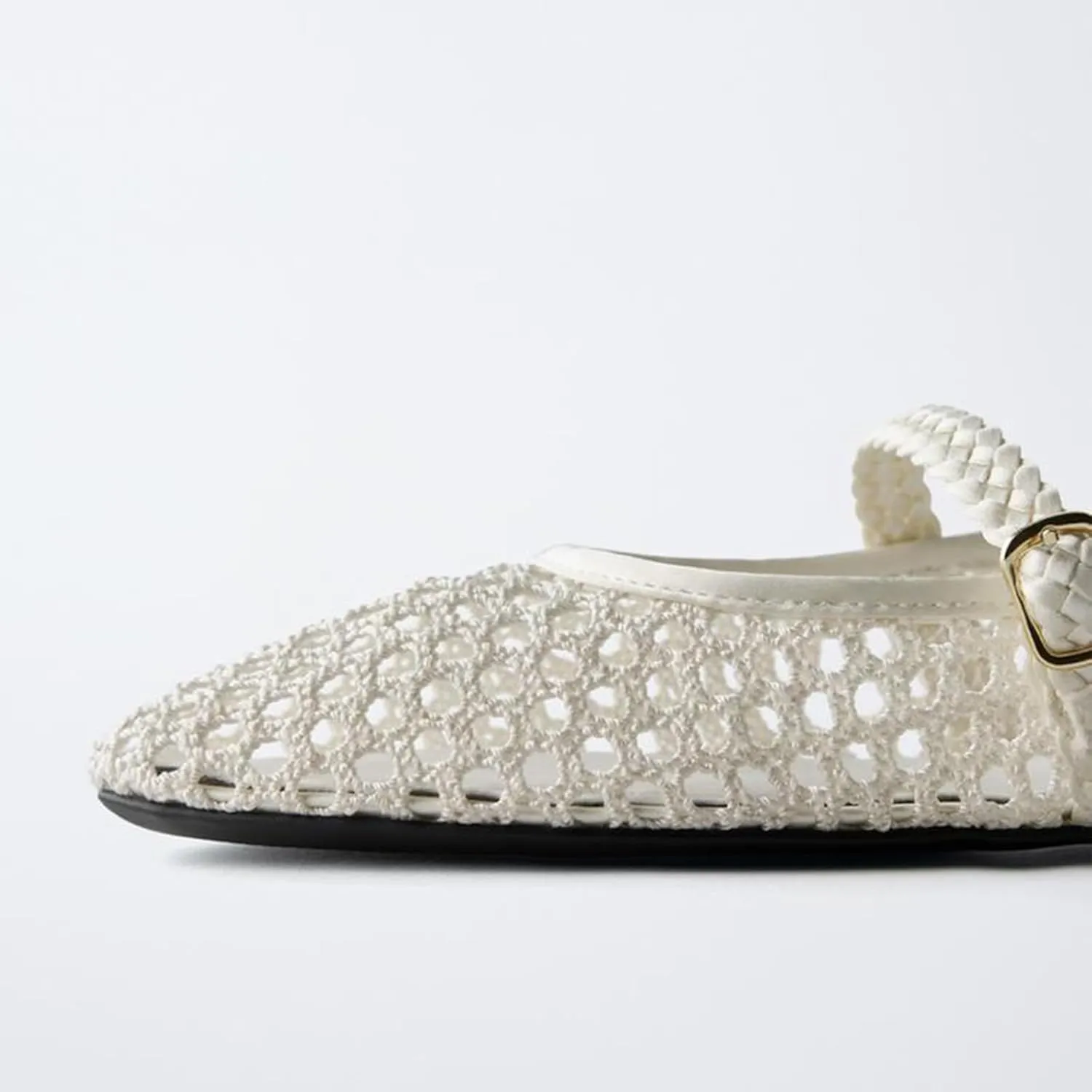 MICIFA Ballet Flats Round Toe Bow Fishnet Mary Jane Flats Dress Wedding Ballerinas Shoes