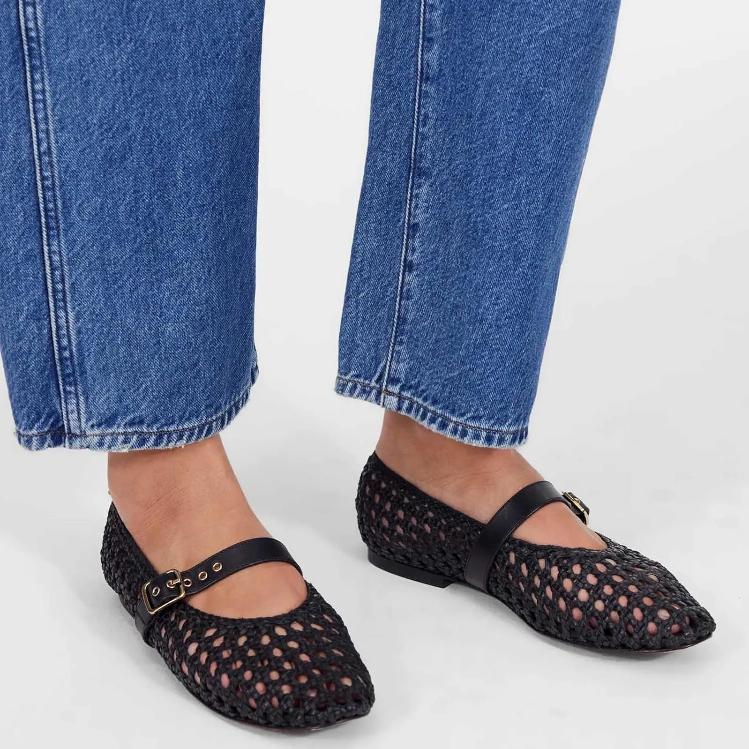 MICIFA Leopard Mesh Ballet Flats for Women Round Toe Mary Jane Buckle Flats Fall Comfortable Casual Dress Shoes
