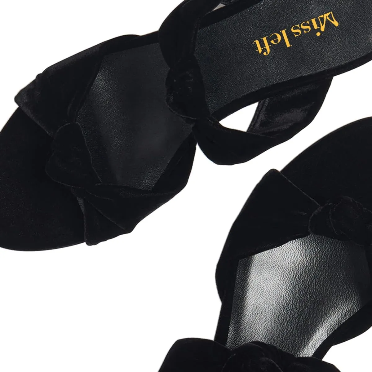miss left Women Trendy Open Round Toe Two Knotted Straps Mules Comfortable Slip on Summer Casual Flat Sandals Size 4-16 US