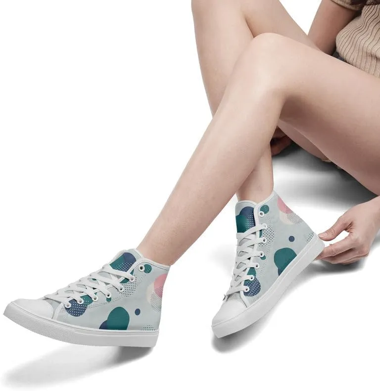 Modern Abstract Pattern High-Top Canvas Sneakers Stylish Breathable Casual Shoes Unisex Walking Shoes