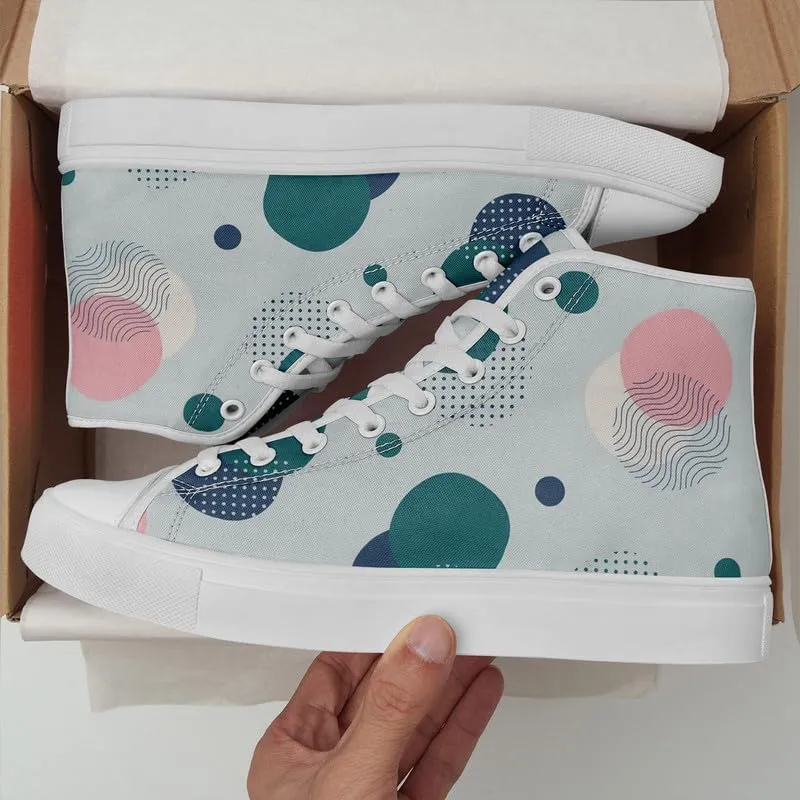 Modern Abstract Pattern High-Top Canvas Sneakers Stylish Breathable Casual Shoes Unisex Walking Shoes