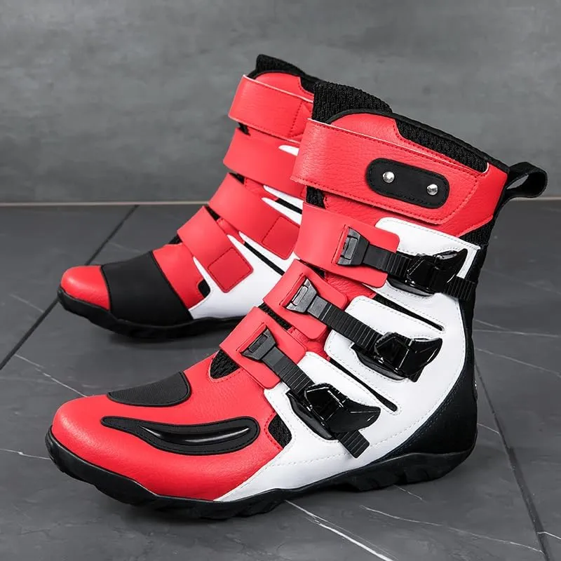 Motorcycle Riding Boots – Durable Leather Boots for Men & Women, Anti-Slip Sole, Racing & Sports Protection