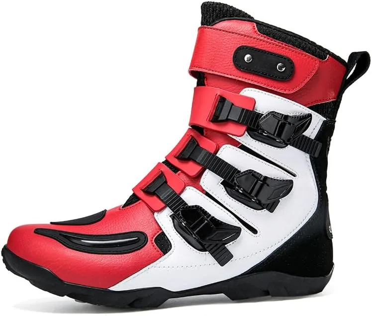 Motorcycle Riding Boots – Durable Leather Boots for Men & Women, Anti-Slip Sole, Racing & Sports Protection