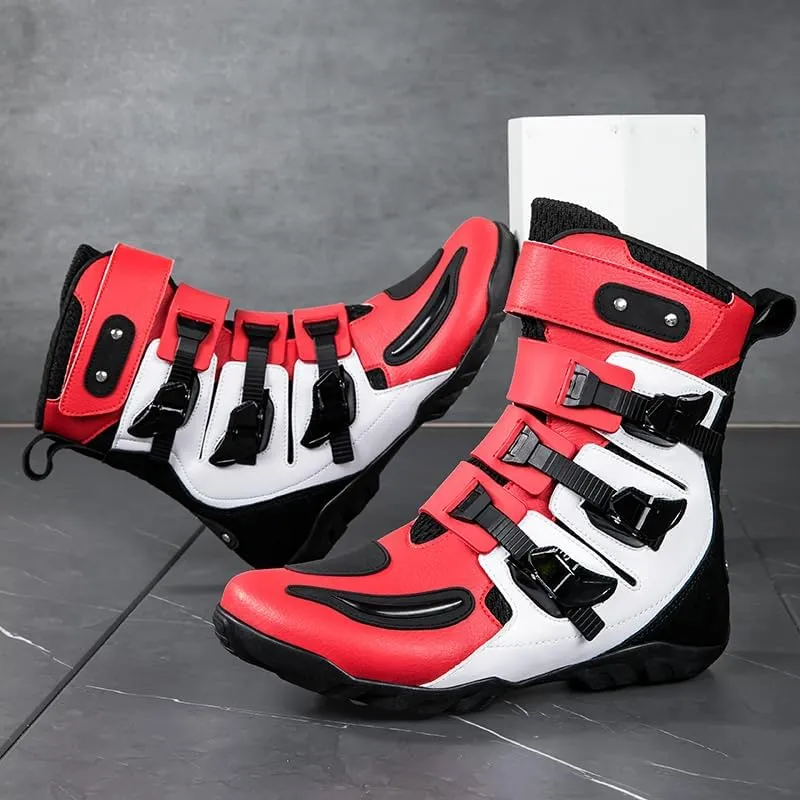 Motorcycle Riding Boots – Durable Leather Boots for Men & Women, Anti-Slip Sole, Racing & Sports Protection